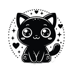 Cute Cat Black Vector,SVG