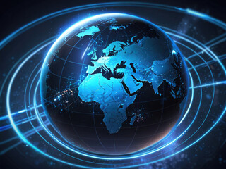 Digital world globe, concept of global network and connectivity on Earth, high speed data transfer and cyber technology, information exchange and international telecommunication
