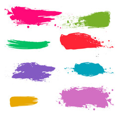 Set colorful of black paint, ink, grunge, dirty brush strokes.On a white background eps10