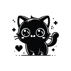 Cute Cat Black Vector,SVG