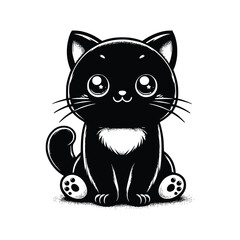 Cute Cat Black Vector,SVG