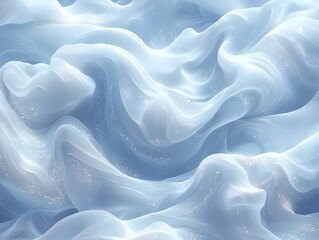 Obraz premium An ethereal abstract representation of flowing waves in soft shades of blue and white, creating a serene and dreamy atmosphere with subtle sparkling highlights.