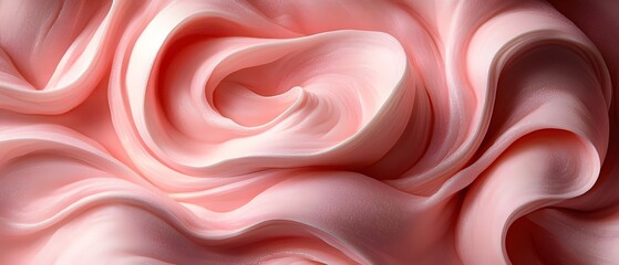 Fototapeta premium A close-up of soft, swirling pink fabric creating a delicate, abstract rose-like pattern, evoking a sense of tranquility and elegance.