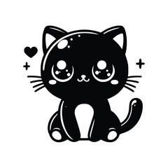 Cute Cat Black Vector,SVG