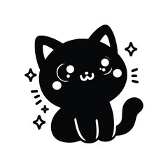 Cute Cat Black Vector,SVG
