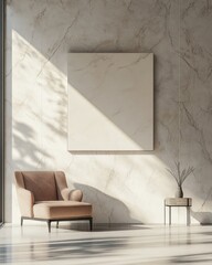Contemporary Interior Design. Minimalist Room Wall Mockup in Scandinavian Style