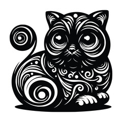 Cute Cat Black Vector,SVG