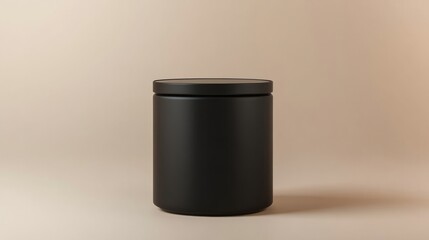 black 3d rendered black pedestal podium against cream background