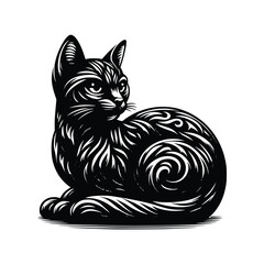 Cute Cat Black Vector,SVG