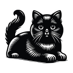 Cute Cat Black Vector,SVG