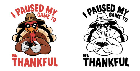Gaming turkey Thanksgiving vector t-shirt design