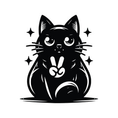 Cute Cat Black Vector,SVG
