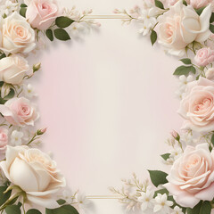 frame of pastel pink roses