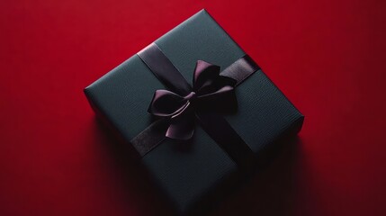 black gift box against red background. black friday gift box