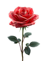 Vibrant Red Rose in Bloom on transparent Background