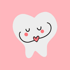 cute kawaii dental care cartoon isolated on white background