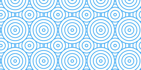 Fototapeta premium Abstract Overlapping Pattern. Seamless geometric ocean spiral pattern and abstract circle wave lines. blue seamless tile stripe geomatics create retro square line backdrop pattern background.