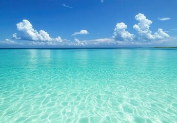 Fototapeta premium Clear Turquoise Sea Under Bright Blue Sky