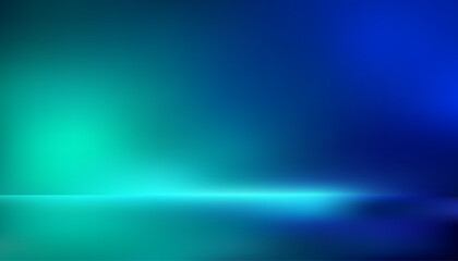 Blue green gradient studio room, abstract background pattern, walls and floor reflect neon lights, dark tones and feel speed of digital technology connected. Future technology.