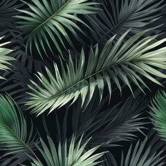 Fototapeta premium Green coconut palm leaves isolated on white, set