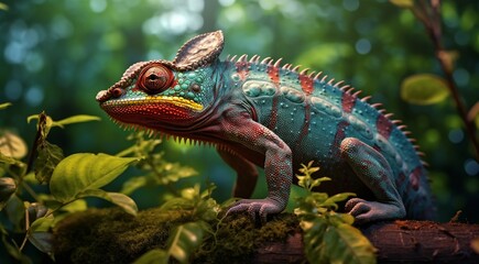 Fototapeta premium close up of chameleon in the nature