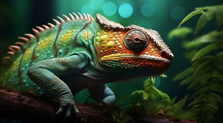 Fototapeta premium close up of chameleon in the nature