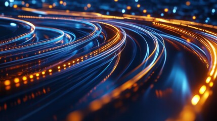 Abstract Glowing Circular Design with Blue and Orange Lights