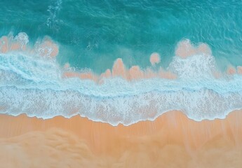 Morning Waves at the Sandy Beach by the Ocean