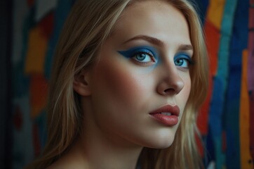 A beautiful blonde girl in the Kandinsky style. Fantasies on the theme of Kandinsky's paintings.