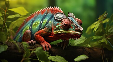 Fototapeta premium close up of chameleon in the nature