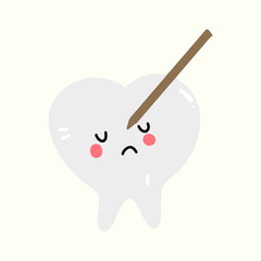 cute kawaii dental care cartoon isolated on white background