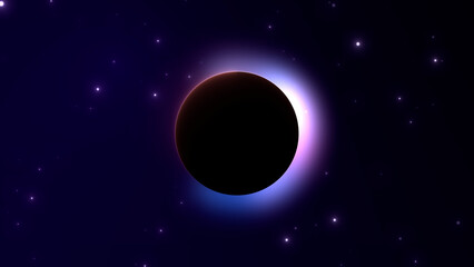 Fototapeta premium Abstract minimalistic glowing neon black circle for streamers, social media, backgrounds. Flowing energy particles plasma field. Energetic and powerful orb. Virtual reality.