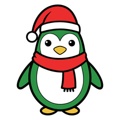  Christmas penguin vector design with a white background