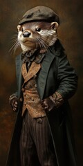 Victorian Dapper Otter Portrait: A Vintage Fashion Statement with a Charming Twist
