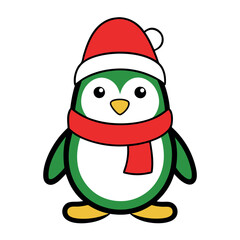  Christmas penguin vector design with a white background