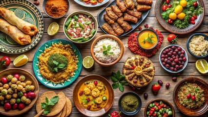 top view eid al fitr delicious food 