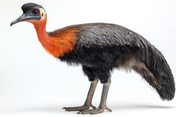 Fototapeta premium Elegant cassowary profile showcasing vibrant plumage on white background