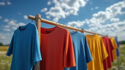 Obraz premium 洗濯して干されたTシャツ