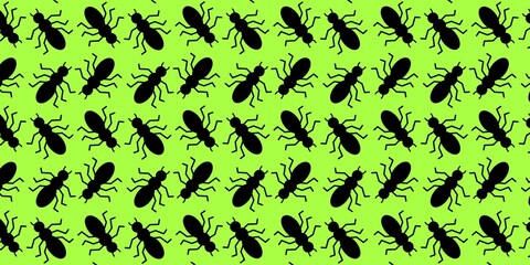 Seamless pattern of ants silhouette. Ants pattern background