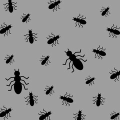 Fototapeta premium Seamless pattern of ants silhouette