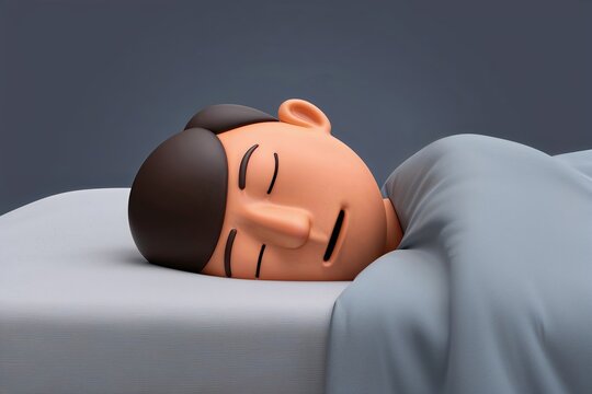 3D Sleeping Emoticon with Relaxed Face and Dreamy Expression