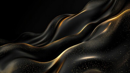 Abstract Black and Gold Swirling Background