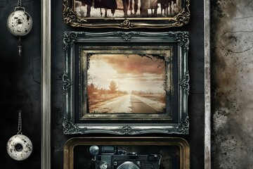 Elegant Grunge Frame Borders with Disturbing Film Textures and Atmospheric Vintage Aesthetics
