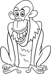 funny cartoon chimpanzee ape animal character coloring page