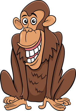 smiling cartoon monkey sitting brown clip art preview