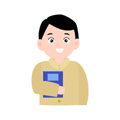 man teacher indonesia cartoon gesture activity isolated on white background. reading book, 