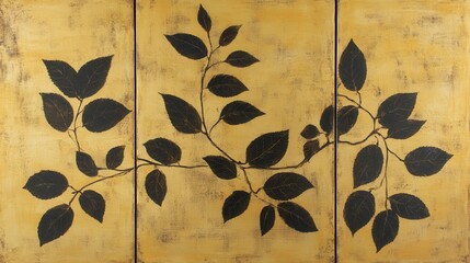 Vintage golden panel with elegant leaf design