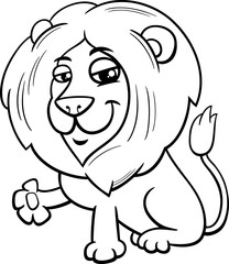 funny cartoon lion wild animal character coloring page