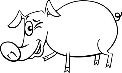 cartoon pig or piglet farm animal character coloring page