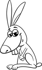happy cartoon rabbit animal character coloring page